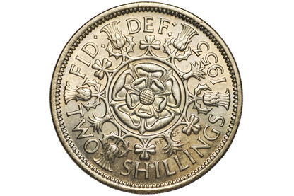 1953 Great Britain Florin (2 Shillings) – Queen Elizabeth II Coronation Year – Choice Uncirculated (Choice Unc) / Blazing Luster