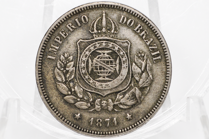 1871 100 Reis Brazil - XF - Imperio Do Brazil One Hundred Reis 1871 - Old Brazilian Coin