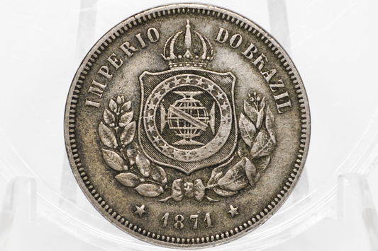1871 100 Reis Brazil - XF - Imperio Do Brazil One Hundred Reis 1871 - Old Brazilian Coin