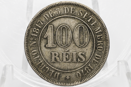 1871 100 Reis Brazil - XF - Imperio Do Brazil One Hundred Reis 1871 - Old Brazilian Coin
