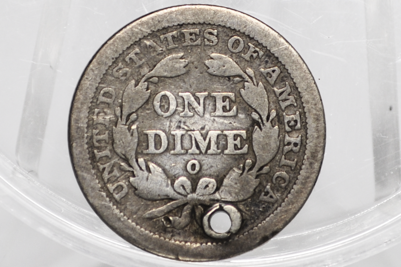1843-O Seated Liberty Dime – Scarce New Orleans Mint – VG/F Detail, Holed