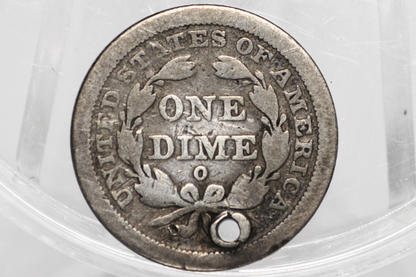 1843-O Seated Liberty Dime – Scarce New Orleans Mint – VG/F Detail, Holed