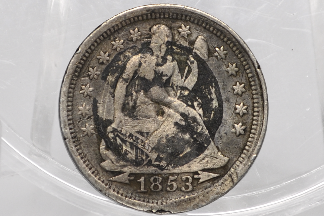 Genuine Antique Love Token, A - Made From an 1880's Silver Dime - Beautiful Scroll Work, 1800s Silver Love Token, "A" Love Token