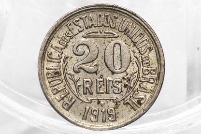 1919 Brazil 20 Reis – Choice Uncirculated – Stunning Original Mint Luster!