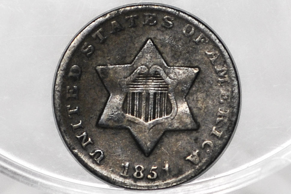 1851 Three Cent Silver US Coin - VF Grade / Condition - 1851 3 Cent Trimes Silver 3 Cent Piece - Great Collection Piece