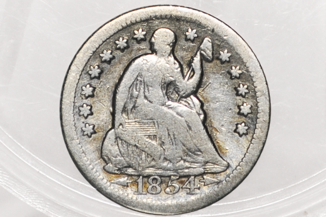 1854-O Half Dime - VG Details; Great Coin - 1854O Seated Liberty Half Dime - Early American Coin - 1854 O Silver Half Dime Liberty Seated