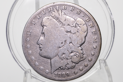 1889 CC Morgan Silver Dollar, Very Rare - Good - Carson City Mint 1889CC Morgan Dollar 1889CC, Rarer Date, Authentic