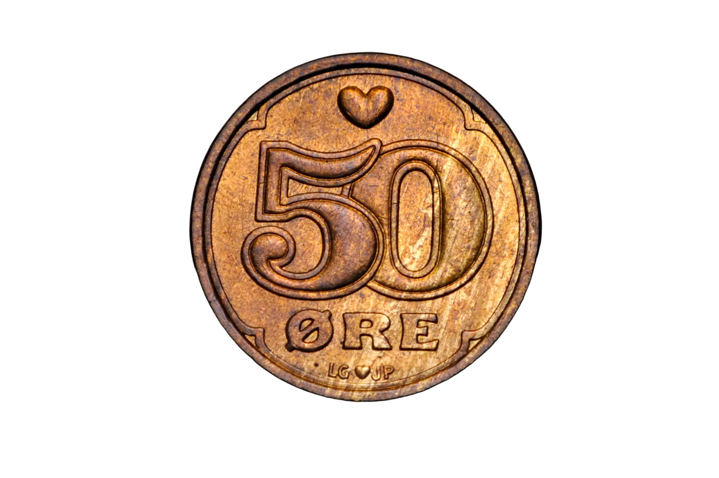 Denmark Heart Kroner Coin - Great Condition - Danmark Kroner - Two Hearts Coin - Ideal for Jewelry - Heart Coins