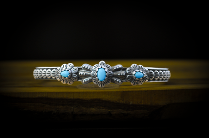 Carolyn Pollack American West Turquoise Bracelet - 5 in Wrist - Stamped and Tested Sterling Silver - Sleeping Beauty Collection