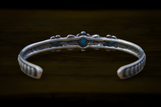 Carolyn Pollack American West Turquoise Bracelet - 5 in Wrist - Stamped and Tested Sterling Silver - Sleeping Beauty Collection