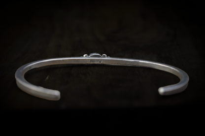 Sterling Silver Sleeping Beauty Turquoise Cabochon Cuff Bracelet - 5 in Wrist - Stamped and Tested Sterling Silver - Thin Native Sleeping Beauty Turquoise Bracelet