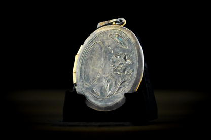 Vintage Art Nouveau Gold Tone Beau Sterling Silver Floral Locket Charm - Stamped and Tested Sterling Silver - Beautiful Floral Design