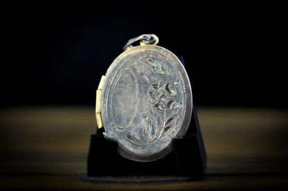 Vintage Art Nouveau Gold Tone Beau Sterling Silver Floral Locket Charm - Stamped and Tested Sterling Silver - Beautiful Floral Design