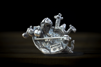 Sterling Silver Noah's Ark Pin - Stamped and Tested Sterling Silver - Biblical Pin - African Animals