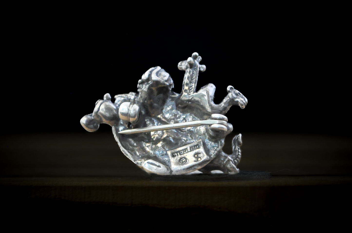 Sterling Silver Noah's Ark Pin - Stamped and Tested Sterling Silver - Biblical Pin - African Animals