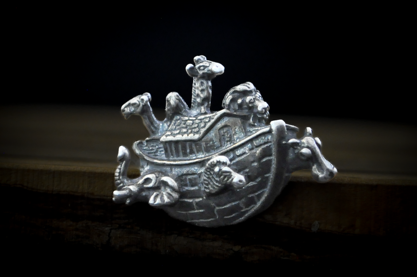 Sterling Silver Noah's Ark Pin - Stamped and Tested Sterling Silver - Biblical Pin - African Animals