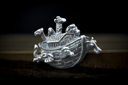Sterling Silver Noah's Ark Pin - Stamped and Tested Sterling Silver - Biblical Pin - African Animals