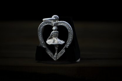 Spinning Ballerina in Heart Frame Charm - Articulating Charm - Tested Sterling Silver - Artistic Charms