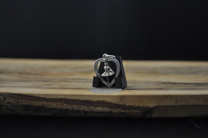 Spinning Ballerina in Heart Frame Charm - Articulating Charm - Tested Sterling Silver - Artistic Charms