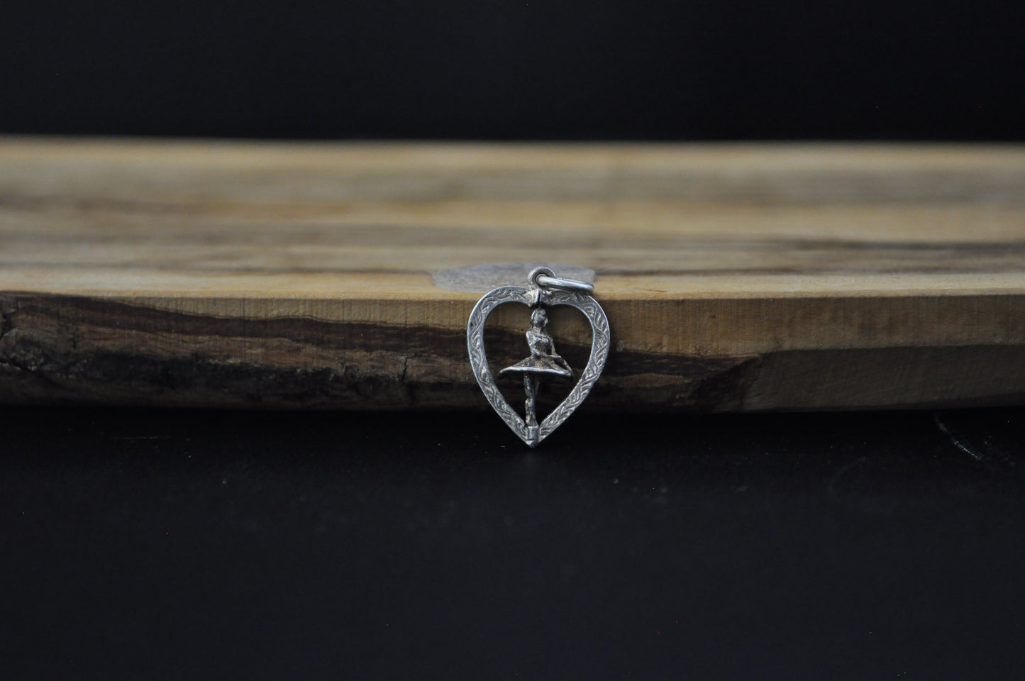 Spinning Ballerina in Heart Frame Charm - Articulating Charm - Tested Sterling Silver - Artistic Charms