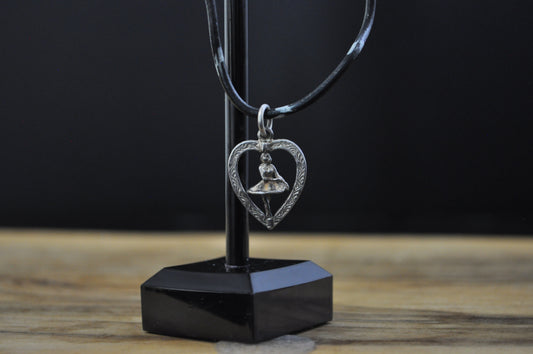 Spinning Ballerina in Heart Frame Charm - Articulating Charm - Tested Sterling Silver - Artistic Charms