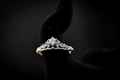 Pandora Fairytale Tiara Cubic Zirconium Ring - Size 7 - Stamped and Tested Sterling Silver - Crown Filigree