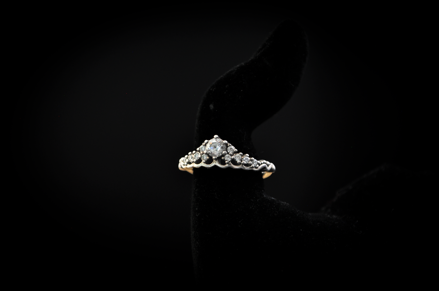 Pandora Fairytale Tiara Cubic Zirconium Ring - Size 7 - Stamped and Tested Sterling Silver - Crown Filigree