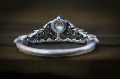 Pandora Fairytale Tiara Cubic Zirconium Ring - Size 7 - Stamped and Tested Sterling Silver - Crown Filigree