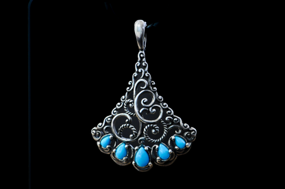Carolyn Pollack American West Turquoise Enhancer Pendant - Stamped and Tested Sterling Silver - Sleeping Beauty Collection