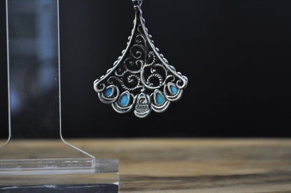 Carolyn Pollack American West Turquoise Enhancer Pendant - Stamped and Tested Sterling Silver - Sleeping Beauty Collection
