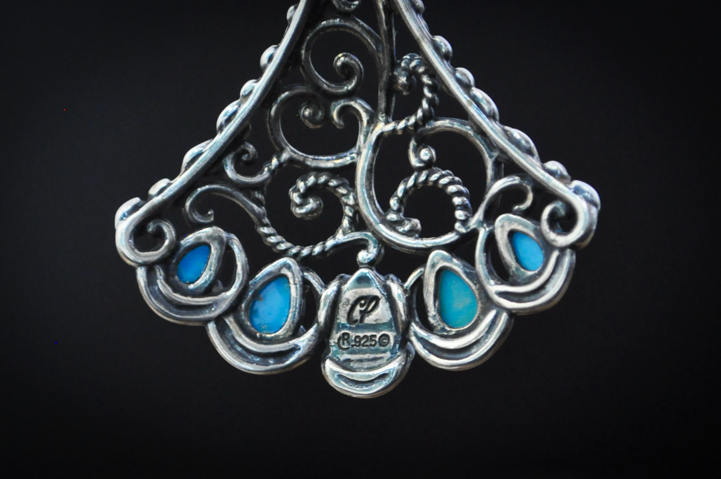 Carolyn Pollack American West Turquoise Enhancer Pendant - Stamped and Tested Sterling Silver - Sleeping Beauty Collection
