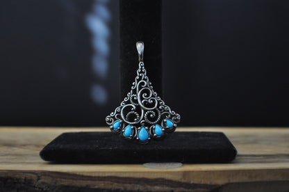 Carolyn Pollack American West Turquoise Enhancer Pendant - Stamped and Tested Sterling Silver - Sleeping Beauty Collection