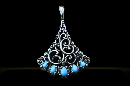 Carolyn Pollack American West Turquoise Enhancer Pendant - Stamped and Tested Sterling Silver - Sleeping Beauty Collection