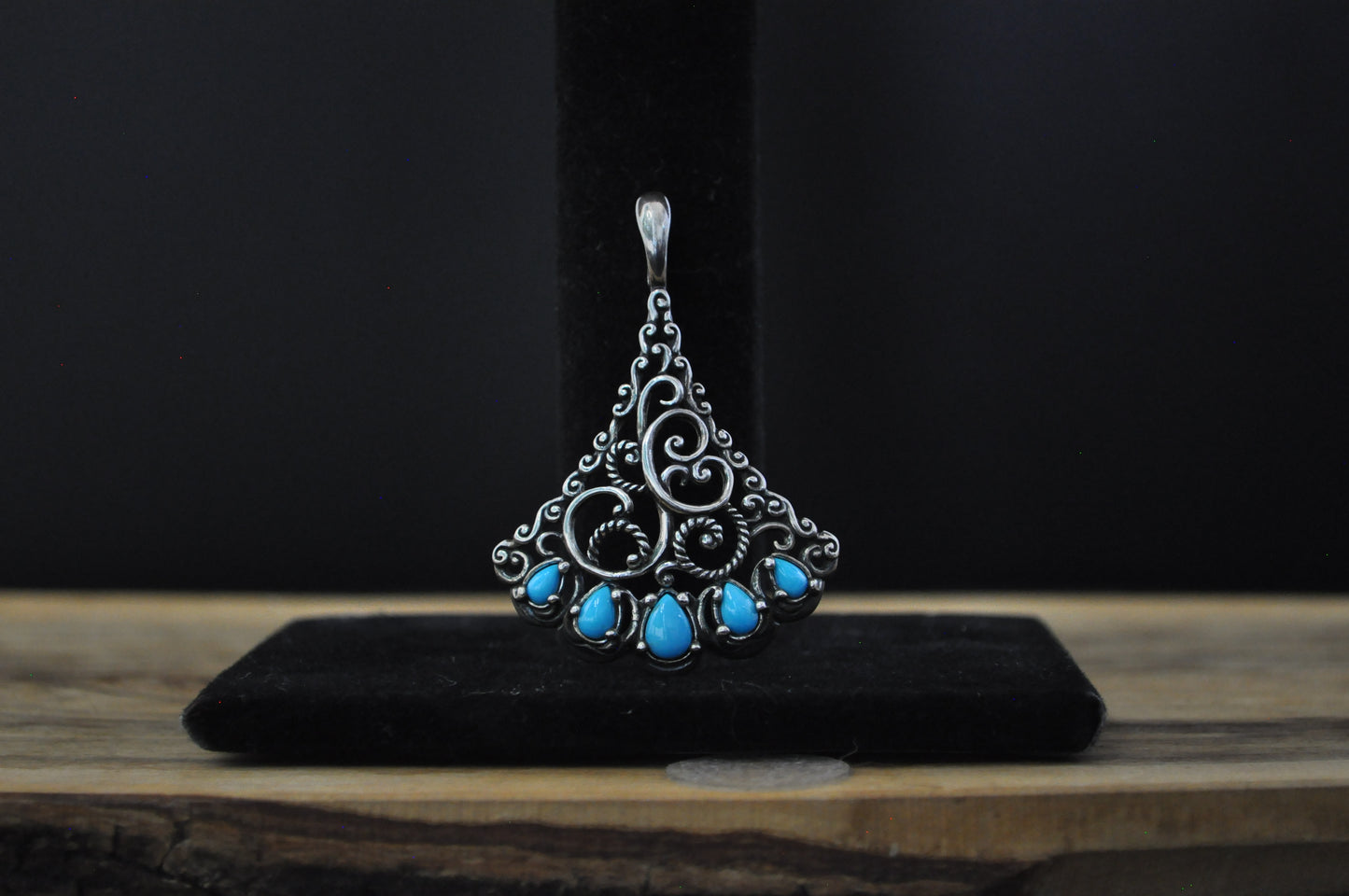 Carolyn Pollack American West Turquoise Enhancer Pendant - Stamped and Tested Sterling Silver - Sleeping Beauty Collection