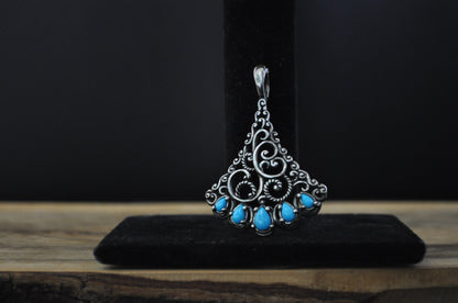 Carolyn Pollack American West Turquoise Enhancer Pendant - Stamped and Tested Sterling Silver - Sleeping Beauty Collection