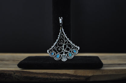 Carolyn Pollack American West Turquoise Enhancer Pendant - Stamped and Tested Sterling Silver - Sleeping Beauty Collection