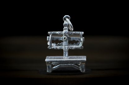 Vintage Sterling Silver Pillory Charm - Stamped and Tested Sterling Silver - Colonial Torture Device Charm