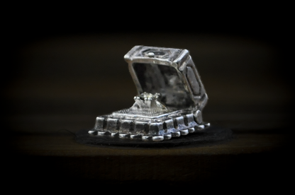 Terranova Sterling Silver Tiny Articulated Engagement Ring with Box Charm - Tested Sterling Silver - Proposal Charm