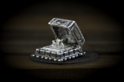 Terranova Sterling Silver Tiny Articulated Engagement Ring with Box Charm - Tested Sterling Silver - Proposal Charm