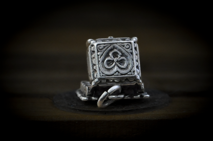 Terranova Sterling Silver Tiny Articulated Engagement Ring with Box Charm - Tested Sterling Silver - Proposal Charm