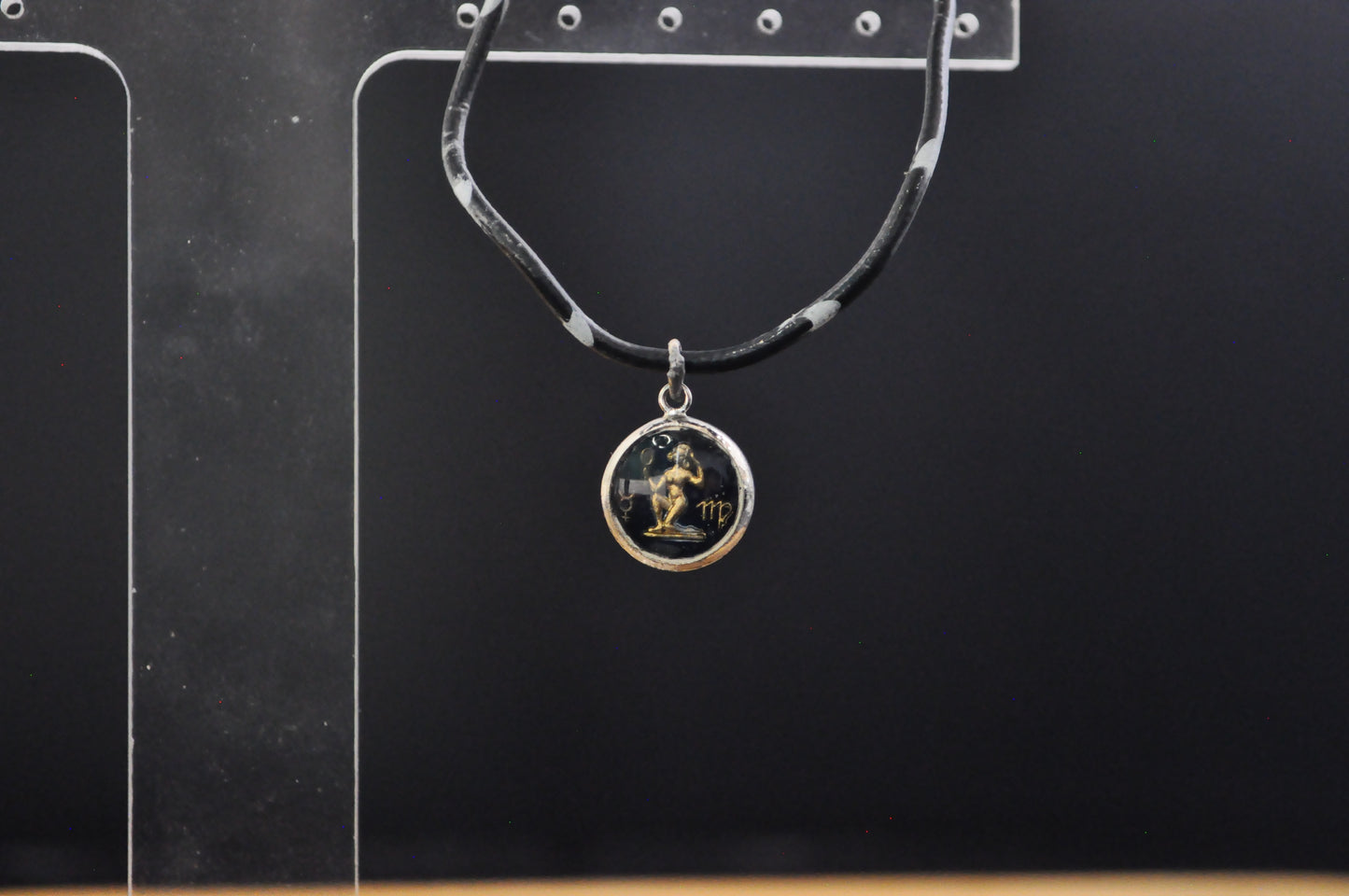 Sterling Silver Lucite Virgo Pendant - Tested Sterling Silver - Astrology Pendant