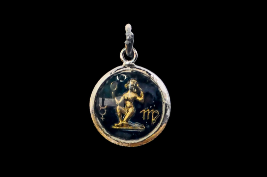 Sterling Silver Lucite Virgo Pendant - Tested Sterling Silver - Astrology Pendant