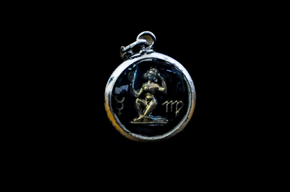 Sterling Silver Lucite Virgo Pendant - Tested Sterling Silver - Astrology Pendant
