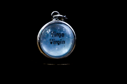 Sterling Silver Lucite Virgo Pendant - Tested Sterling Silver - Astrology Pendant