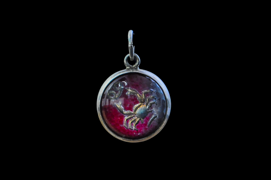 Sterling Silver Lucite Cancer Pendant - Tested Sterling Silver - Astrology Pendant