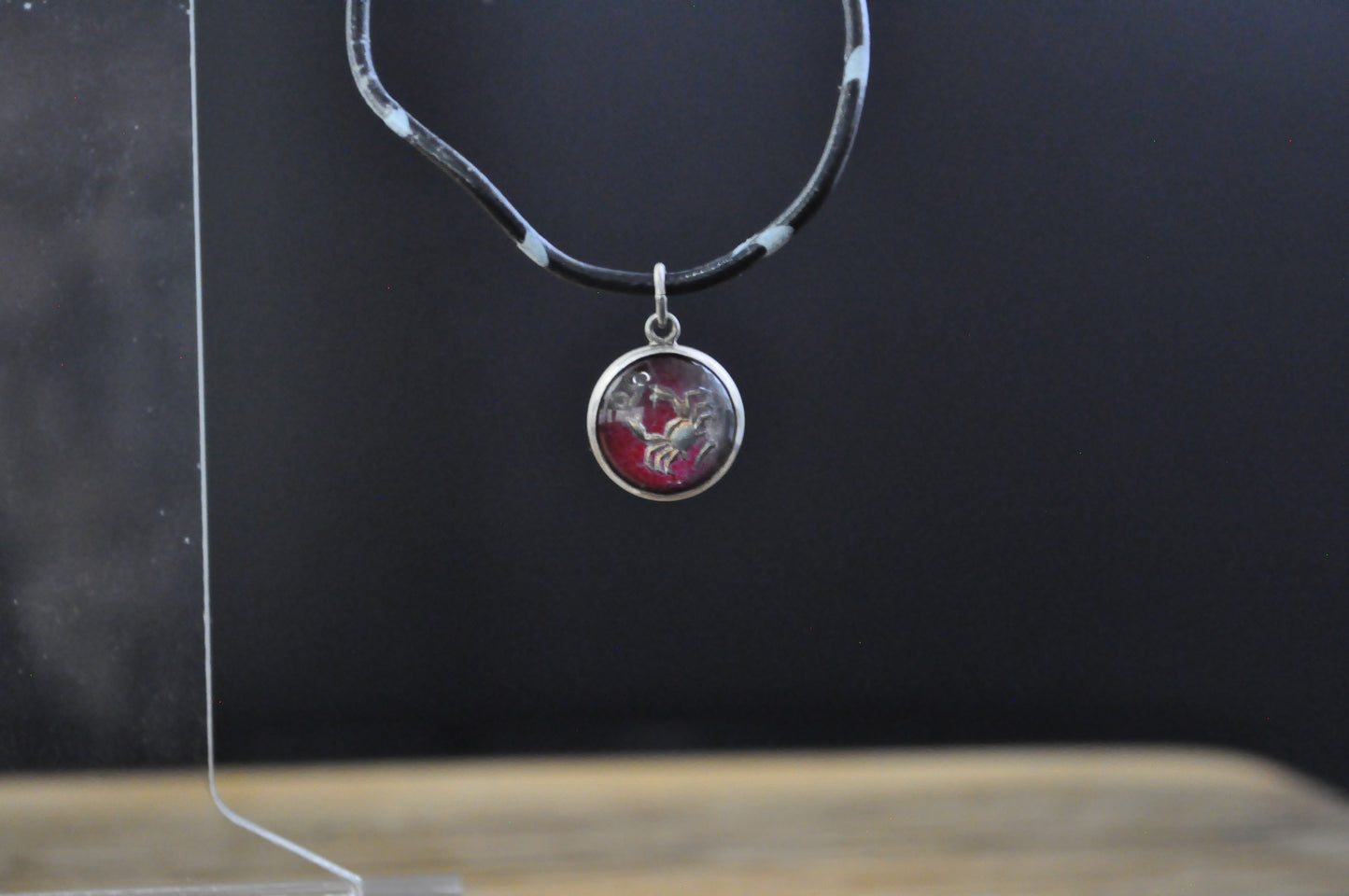 Sterling Silver Lucite Cancer Pendant - Tested Sterling Silver - Astrology Pendant