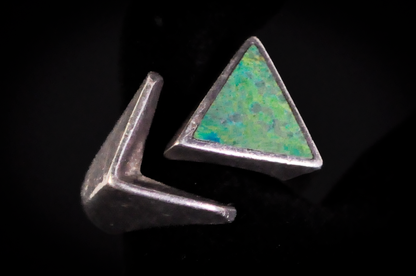 Bell Trading Post Extremely Unique Split Triangle Mosaic Turquoise Ring - Size 10 - Tested Sterling Silver - Authentic Native American Jewelry