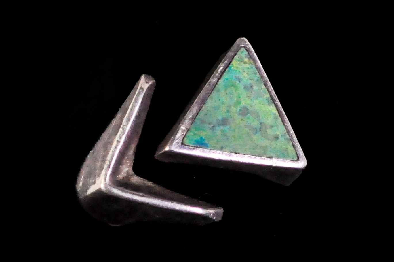 Bell Trading Post Extremely Unique Split Triangle Mosaic Turquoise Ring - Size 10 - Tested Sterling Silver - Authentic Native American Jewelry