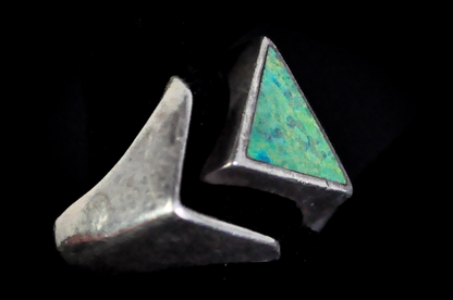 Bell Trading Post Extremely Unique Split Triangle Mosaic Turquoise Ring - Size 10 - Tested Sterling Silver - Authentic Native American Jewelry