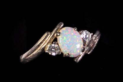 Stunning Sterling Silver Fiery Opal Cubic Zirconium Ring - Size 10 - Stamped and Tested Sterling Silver - Sparkling Jewelry